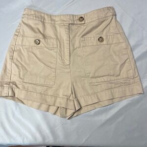 English Factory Khaki Shorts High Waist Button Pockets Casual Medium 2.5" Inseam